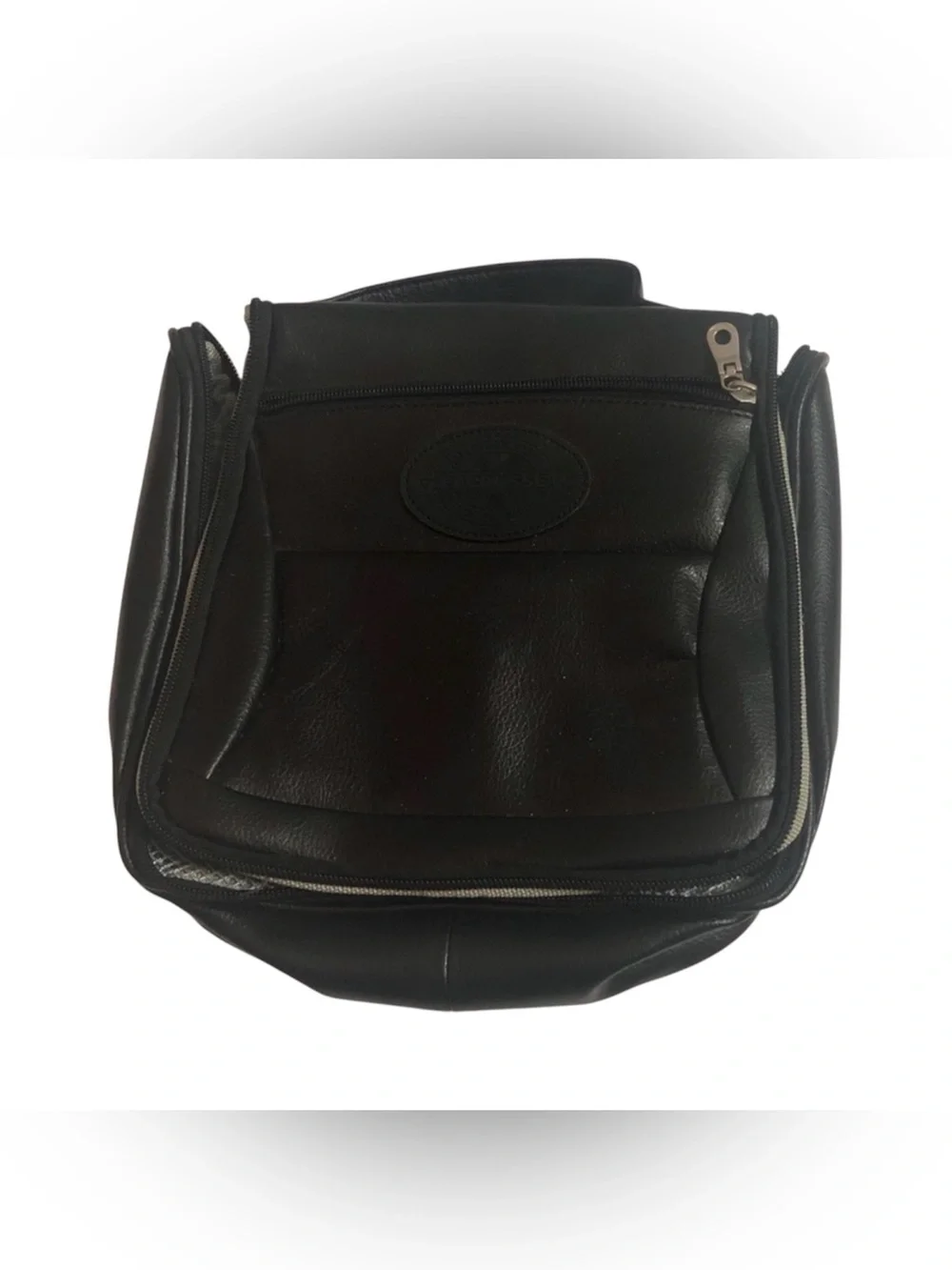 Black Leather Portable DVD Player Zipper Case